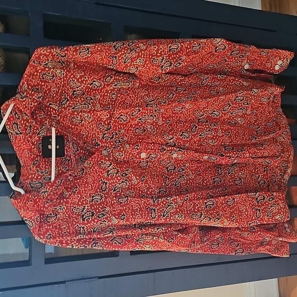 Blockprint button-down shirt